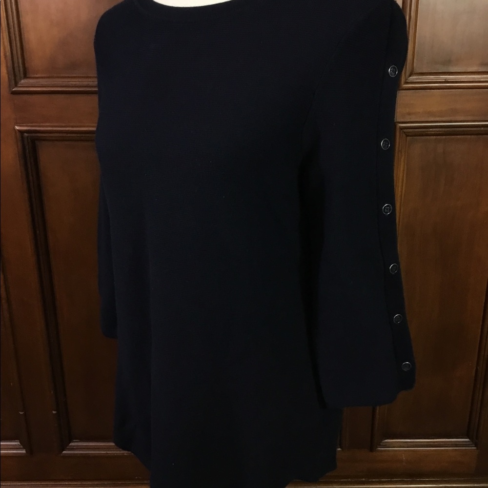 Talbots Solid Navy Buttons Down Left Arm Silver A… - image 6
